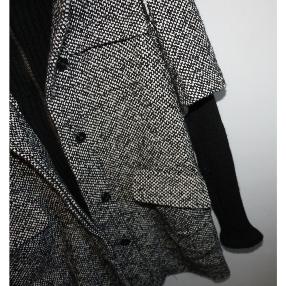 Zara Basic Textured Tweed Layered Full Zip Jacket Black Marled Knit Small H12038 - Picture 7 of 13